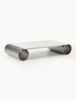 Tavolino da salotto XL con piano in marmo Blaze, larg. 160 cm