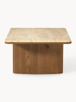 Tavolino in legno di quercia con piano in travertino Chandler