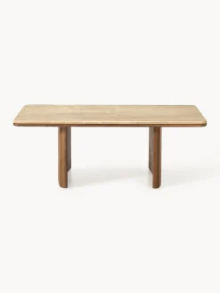 Tavolino in legno di quercia con piano in travertino Chandler