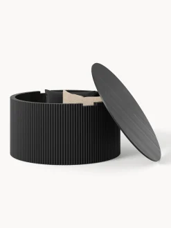 Tavolino rotondo da salotto in legno con vano contenitore Nele