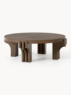 Tavolino rotondo da salotto in legno di quercia Nolan