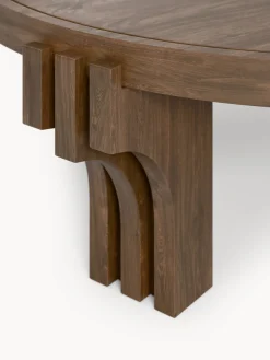 Tavolino rotondo da salotto in legno di quercia Nolan