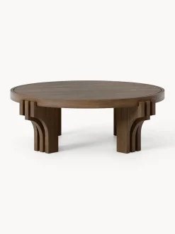 Tavolino rotondo da salotto in legno di quercia Nolan