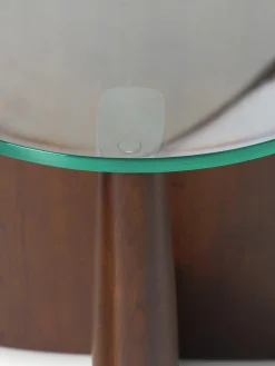 Tavolino rotondo in legno con piano in vetro Miya