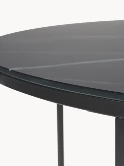 Tavolino rotondo XL da salotto con piano in vetro effetto marmo Antigua