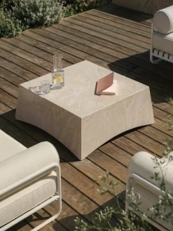 Tavolino da caffè per interni ed esterni Mohi con effetto travertino, L 80 cm