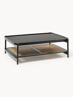 Tavolino da salotto in legno con spazio storage e intreccio viennese Libby