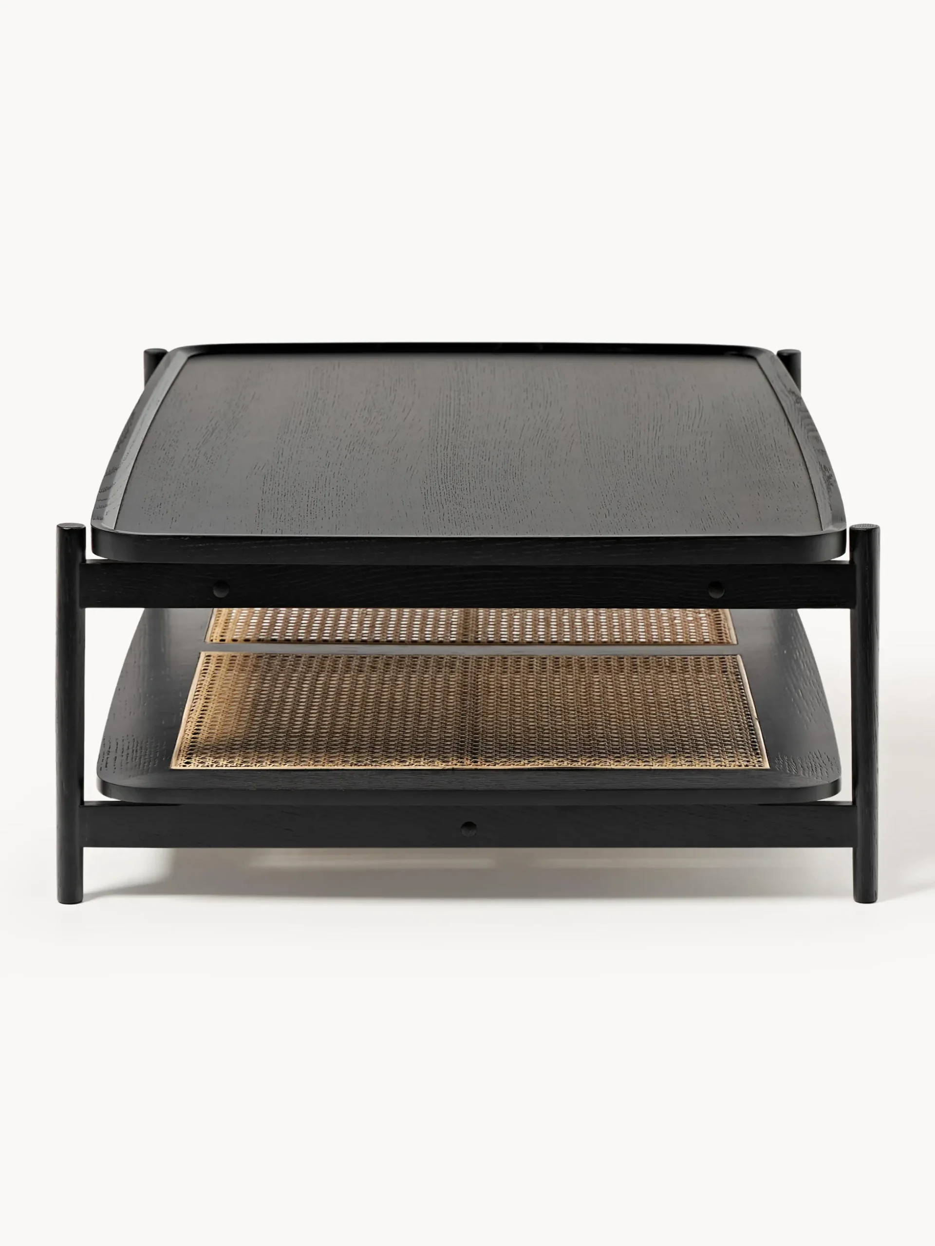 Tavolino da salotto in legno con spazio storage e intreccio viennese Libby