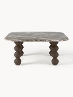 Tavolino da salotto in marmo con gambe in legno di quercia Lyndi