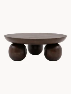 Tavolino da salotto rotondo in legno di mango Sculpt
