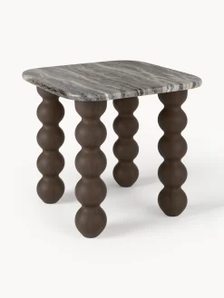 Tavolino in marmo con gambe in legno di quercia Lyndi