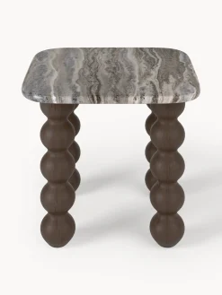 Tavolino in marmo con gambe in legno di quercia Lyndi