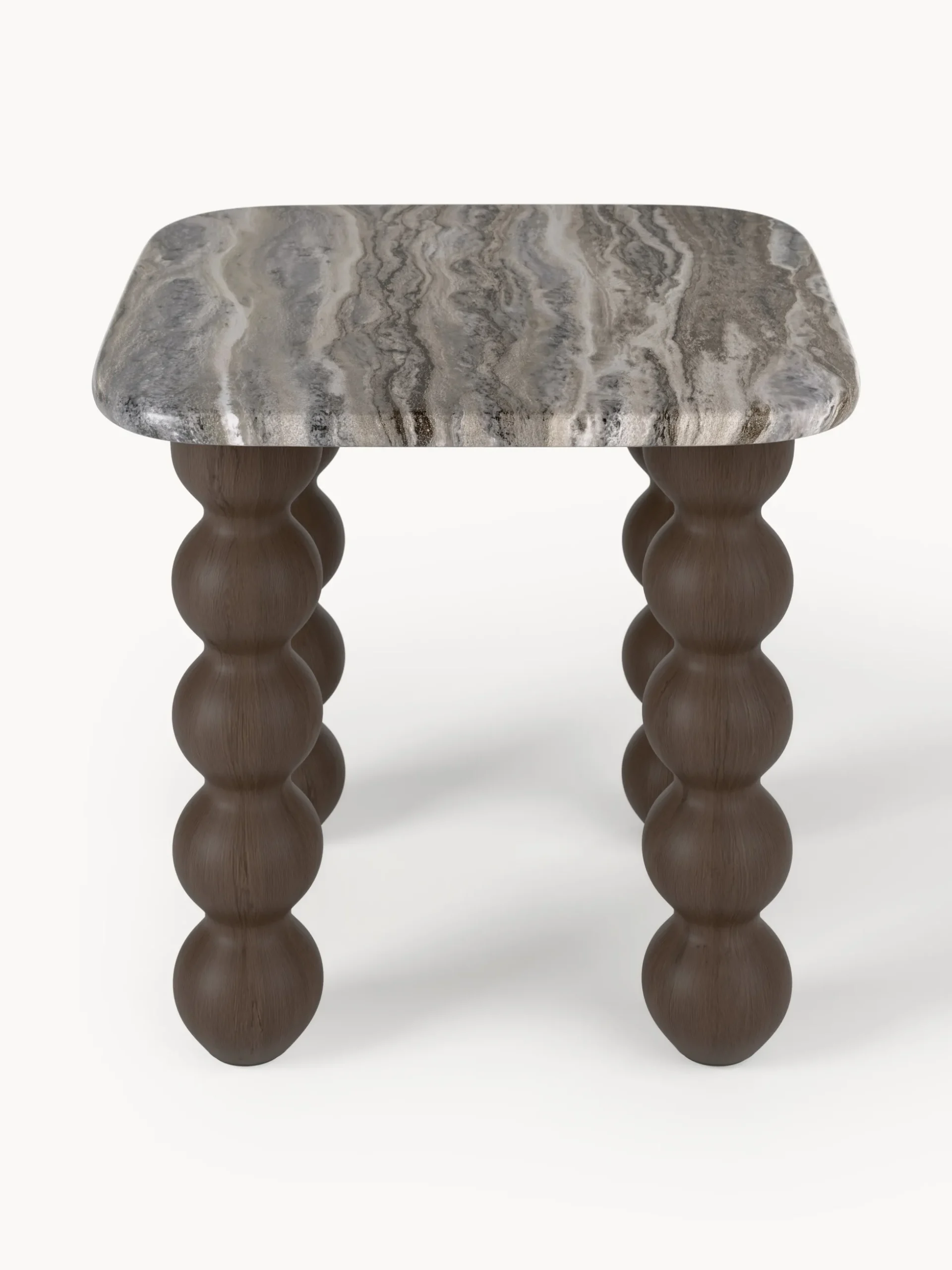 Tavolino in marmo con gambe in legno di quercia Lyndi