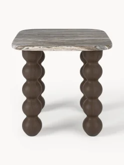Tavolino in marmo con gambe in legno di quercia Lyndi