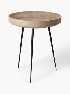 Tavolino rotondo in legno di quercia Bowl, fatto a mano