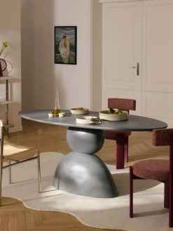 Tavolo ovale Sahra Grey, 180 x 90 cm