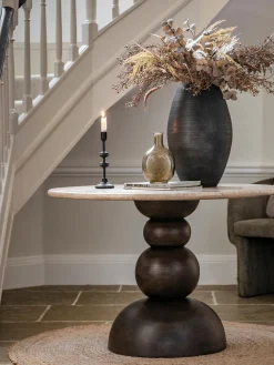 Tavolo rotondo con piano in travertino Sculpt, Ø 110 cm