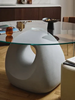 Tavolo rotondo con piano in vetro Linus, varie misure