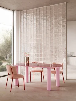 Tavolo organico con piano in vetro Beni, 200 x 110 cm