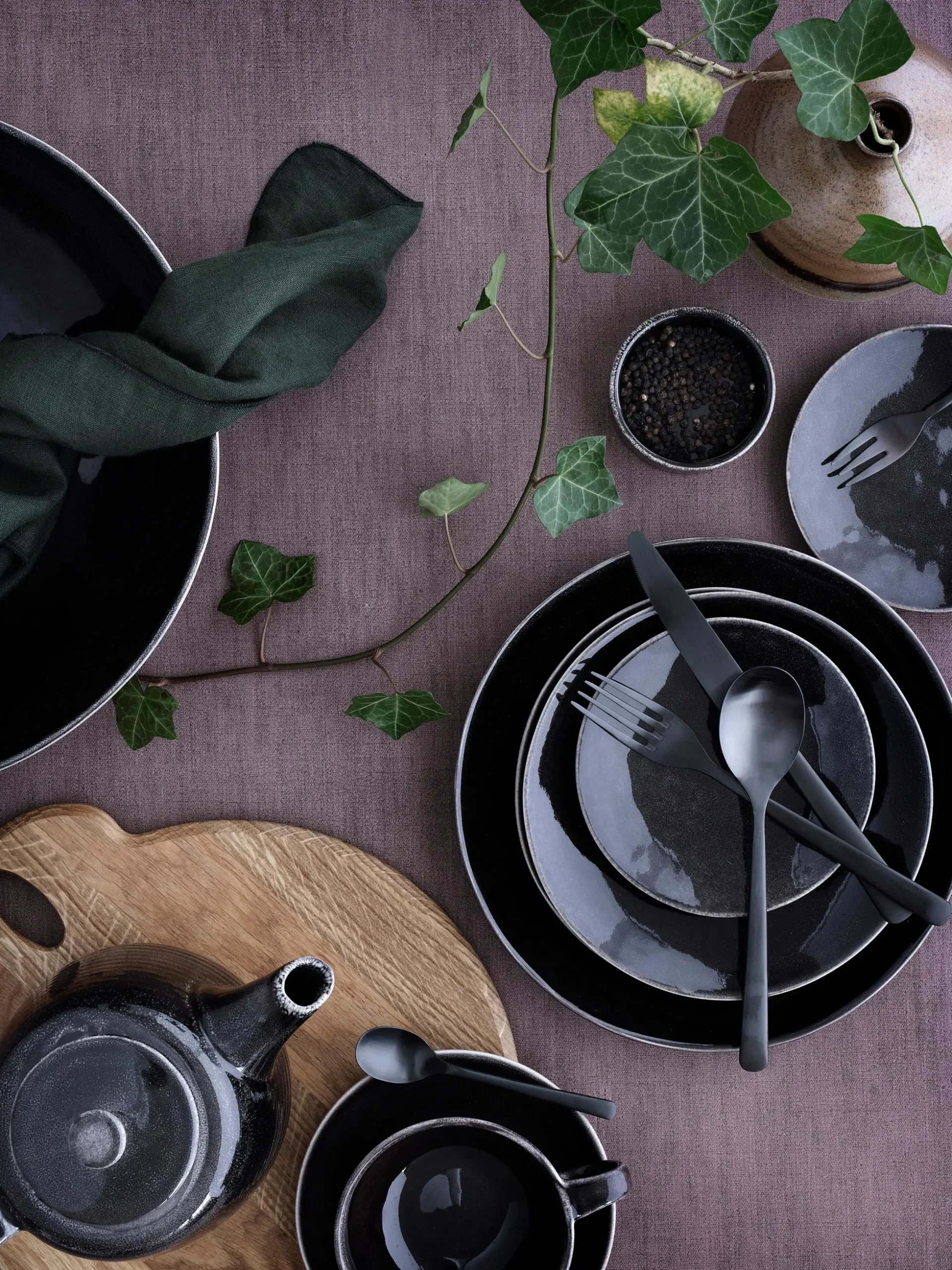 Tazza con piattino fatti a mano Nordic Coal