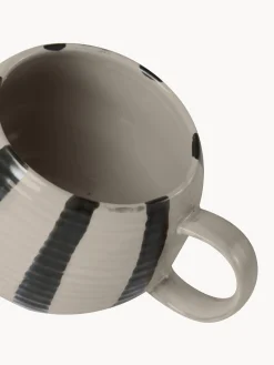 Tazza XL fatta a mano in gres con strisce Serina