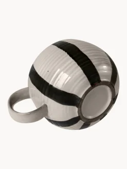 Tazza XL fatta a mano in gres con strisce Serina