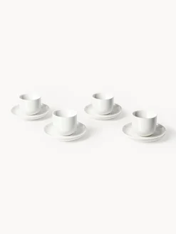 Tazze caffè in porcellana con piattino Nessa 4 pz