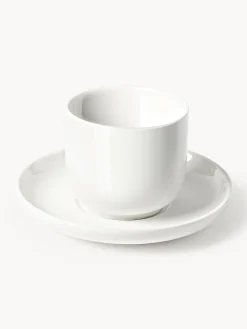 Tazze caffè in porcellana con piattino Nessa 4 pz