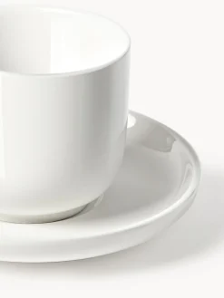 Tazze caffè in porcellana con piattino Nessa 4 pz