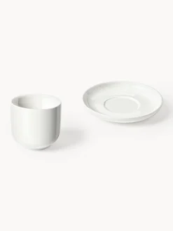 Tazze caffè in porcellana con piattino Nessa 4 pz