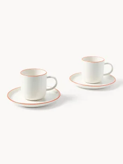 Tazze da caffè con piattino in porcellana Facile 2 pz