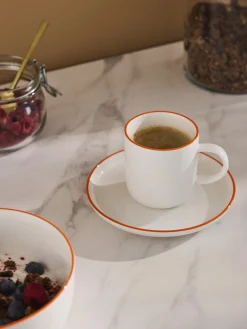Tazze da caffè con piattino in porcellana Facile 2 pz