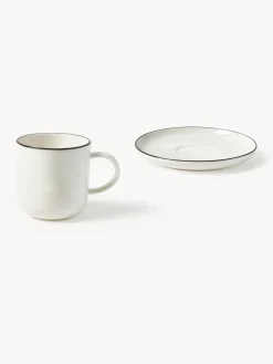 Tazzine da caffè con piattino in porcellana Facile 2 pz