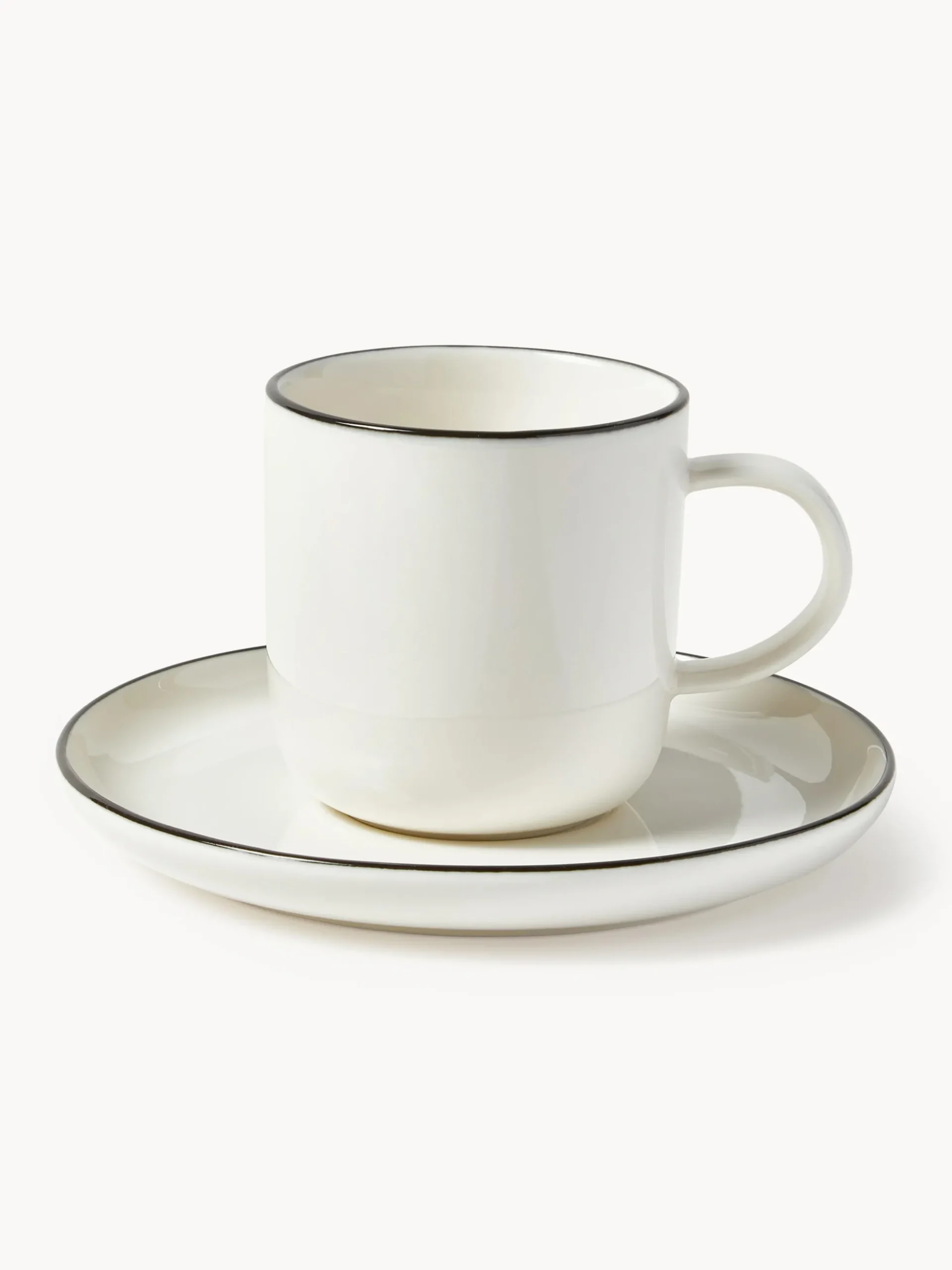 Tazzine da caffè con piattino in porcellana Facile 2 pz