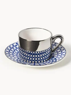 Tazzine da caffè fatte a mano con piattino Aunty, set da 4