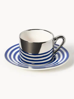 Tazzine da caffè fatte a mano con piattino Aunty, set da 4