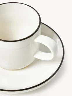 Tazzine da espresso con piattino in porcellana Facile 2 pz