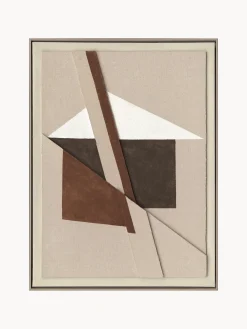 Tela dipinta a mano con cornice Brown Shapes