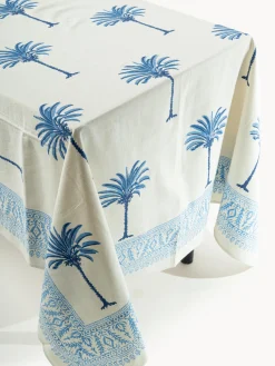 Tovaglia in cotone stampata a mano The Palms