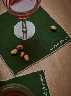 Tovaglioli da cocktail in lino con ricamo Cosmo 4 pz