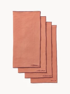 Tovaglioli in lino con ricamo Cosmo 4 pz