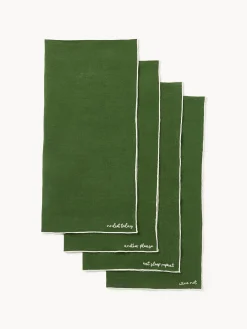 Tovaglioli in lino con ricamo Cosmo 4 pz