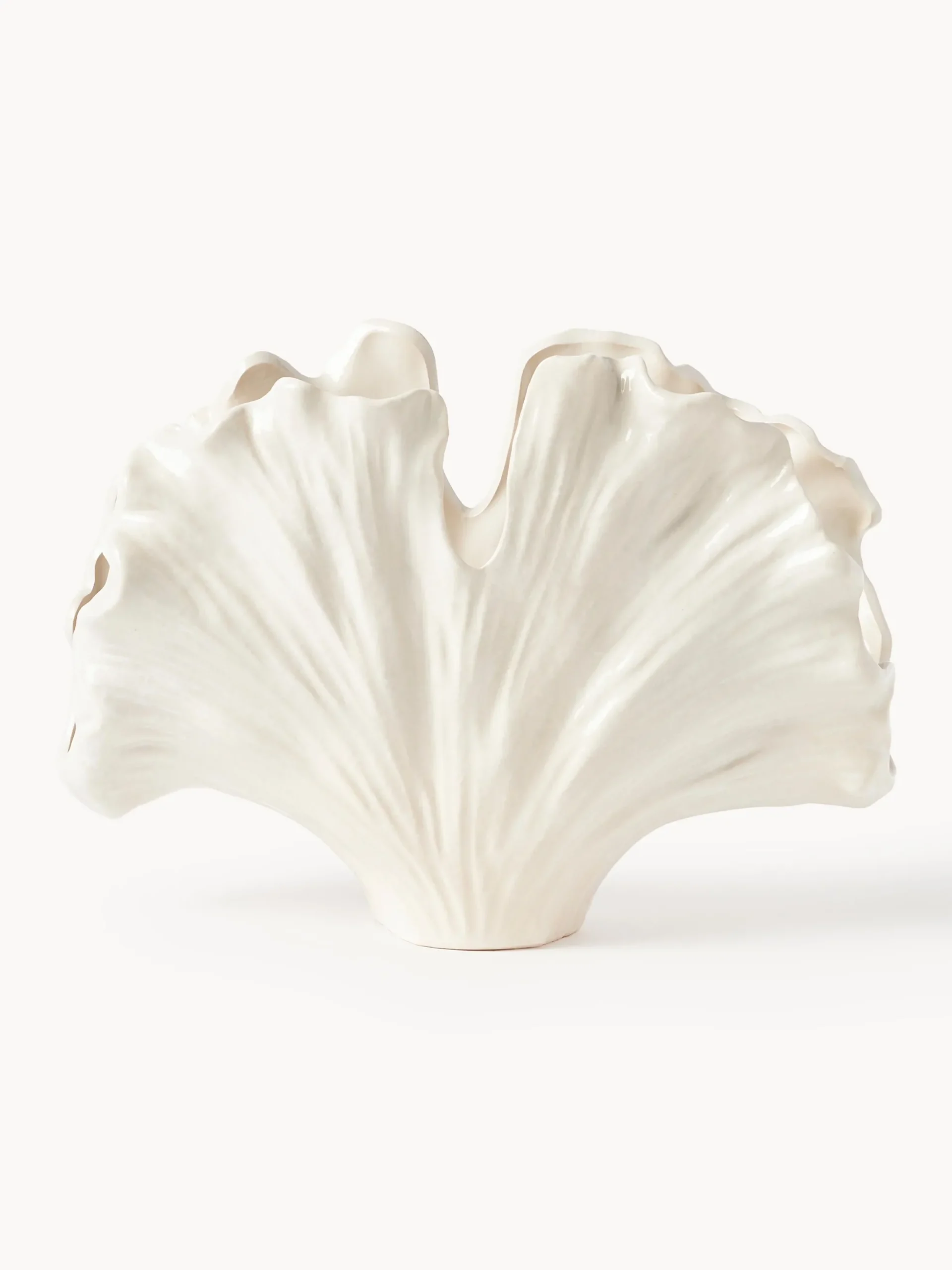 Vaso a forma di conchiglia Gingko, alt. 24 cm