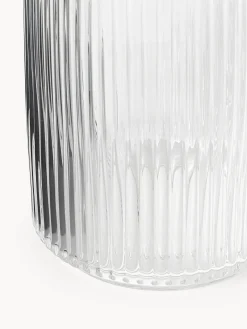 Vaso decorativo in vetro soffiato con struttura millerighe Carlo, alt. 20 cm
