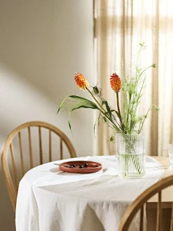 Vaso decorativo in vetro soffiato con struttura millerighe Carlo, alt. 20 cm