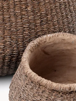 Vaso in cemento fatto a mano Faux-Puff, alt. 17 cm