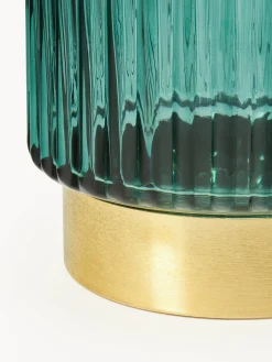 Vaso in vetro con base in metallo Lene, alt. 20 cm