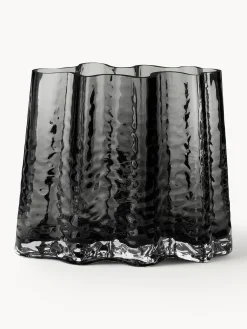 Vaso in vetro soffiato con superficie strutturata Gry, alt. 19 cm