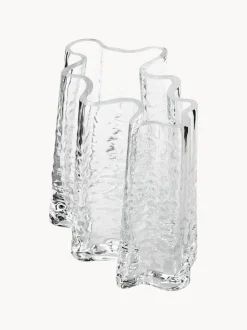 Vaso in vetro soffiato con superficie strutturata Gry, alt. 19 cm