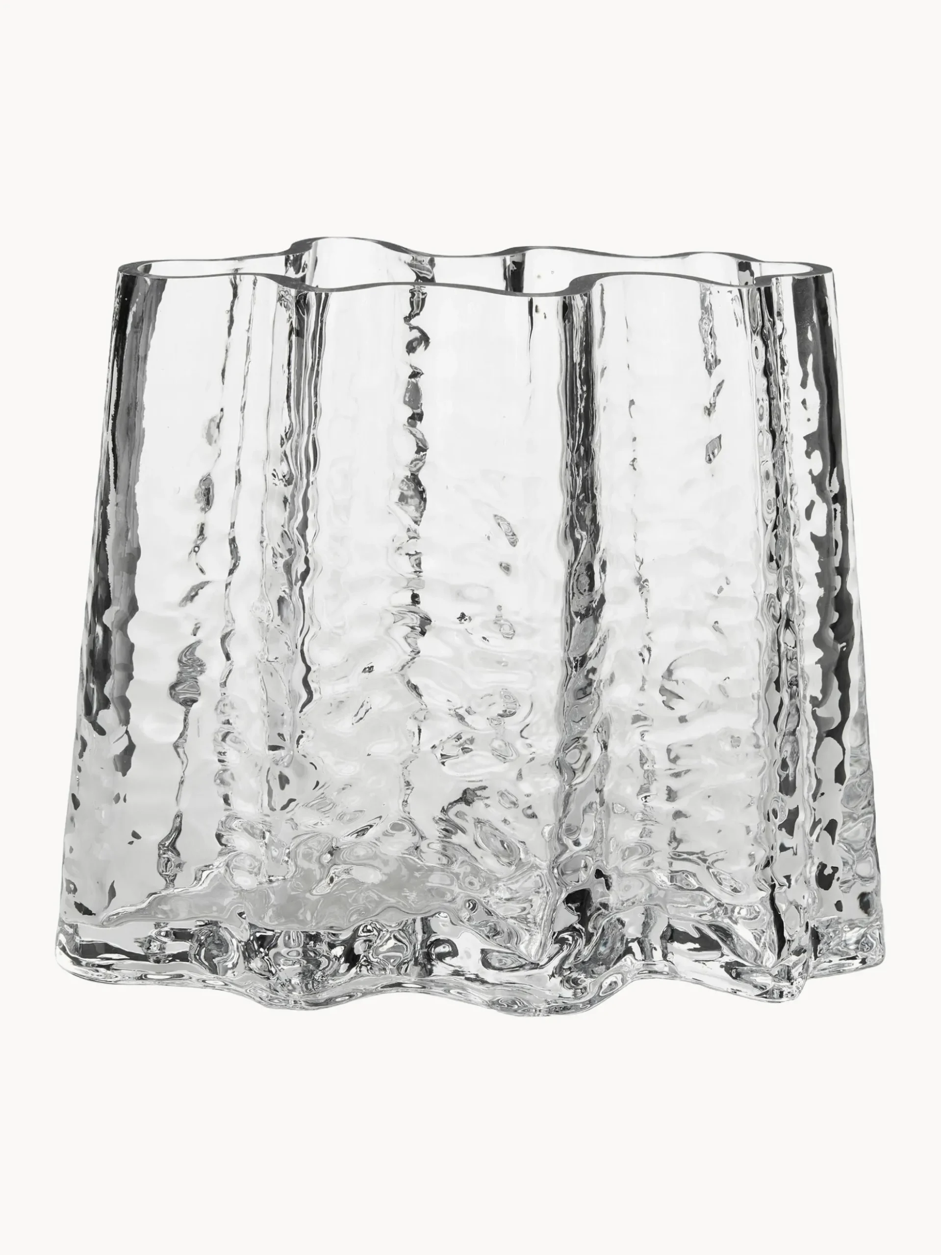 Vaso in vetro soffiato con superficie strutturata Gry, alt. 19 cm